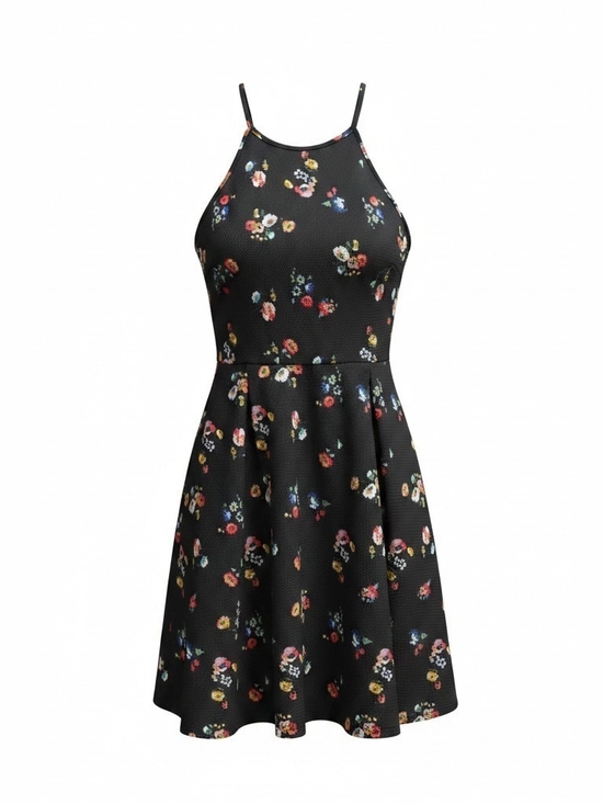 Soprano Dresses & Skirts - Soprano Black Floral Halter Mini Dress